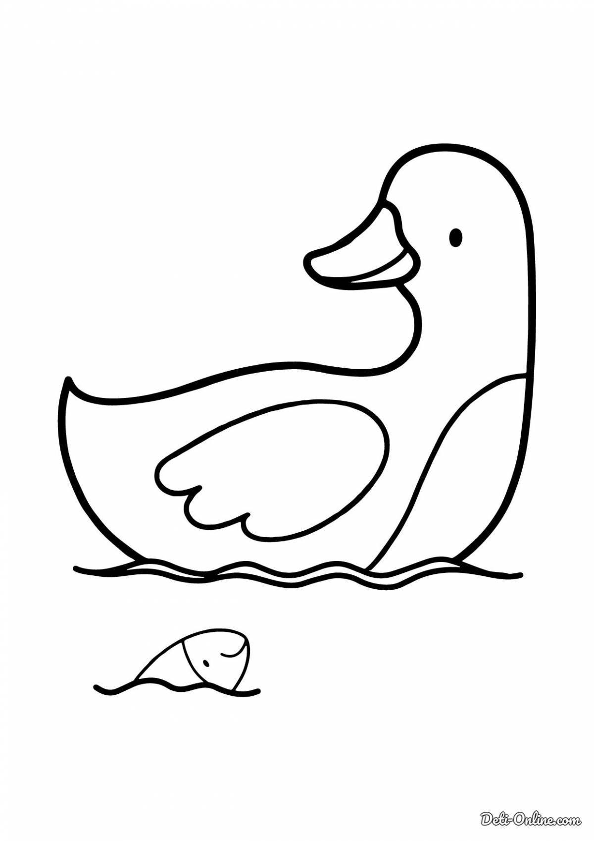Coloring book joyful duck for children 3-4 years old