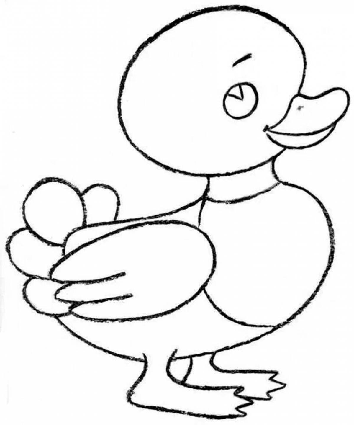 Fun coloring duck for 3-4 year olds