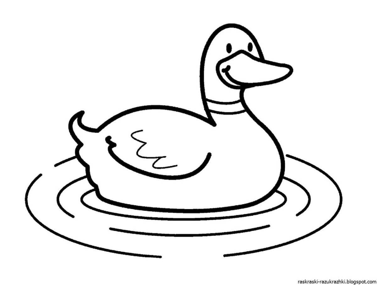 Colorful duck coloring page for 3-4 year olds