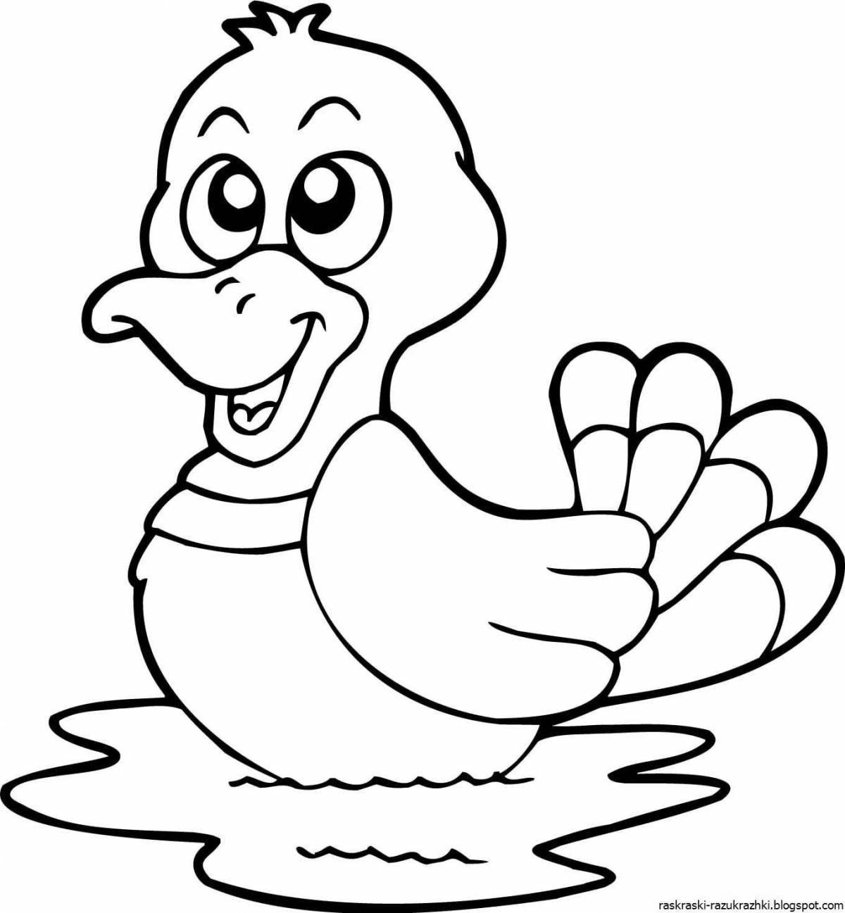 Colorful duck coloring book for 3-4 year olds