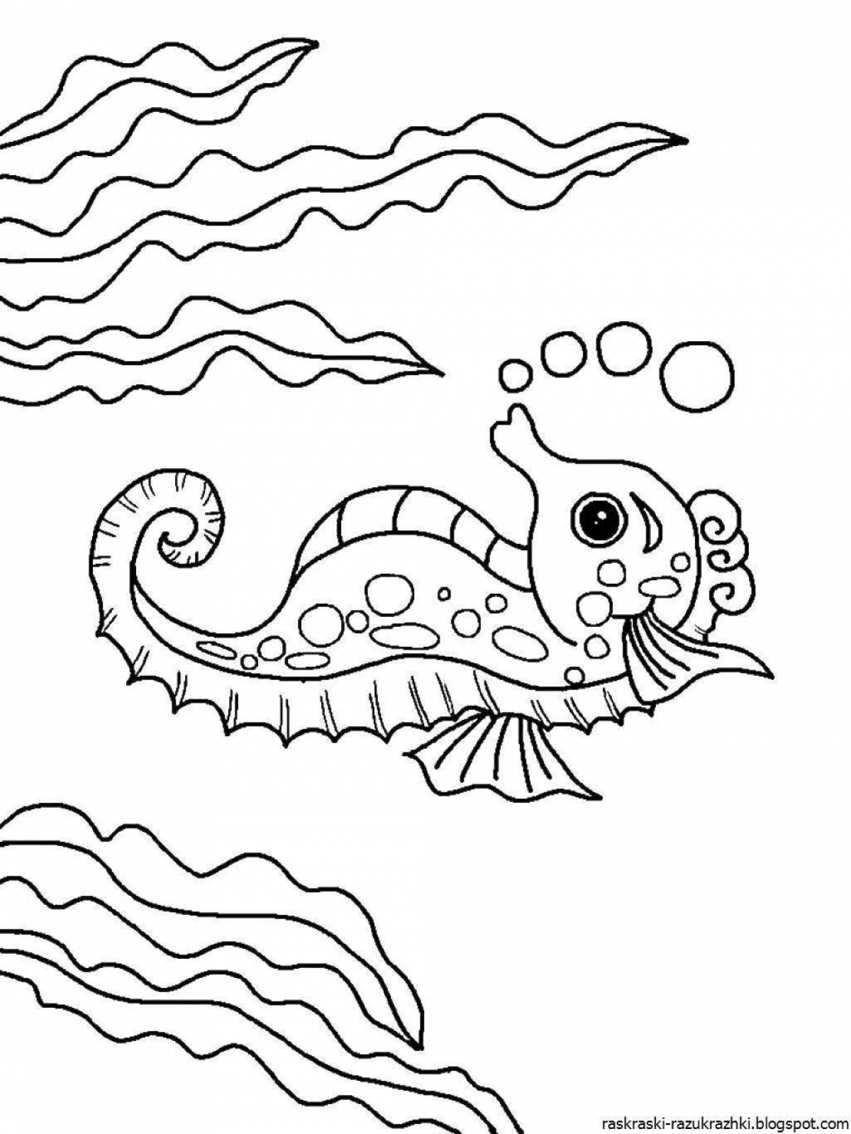 Whimsical coloring of the inhabitants of the seas and oceans for children