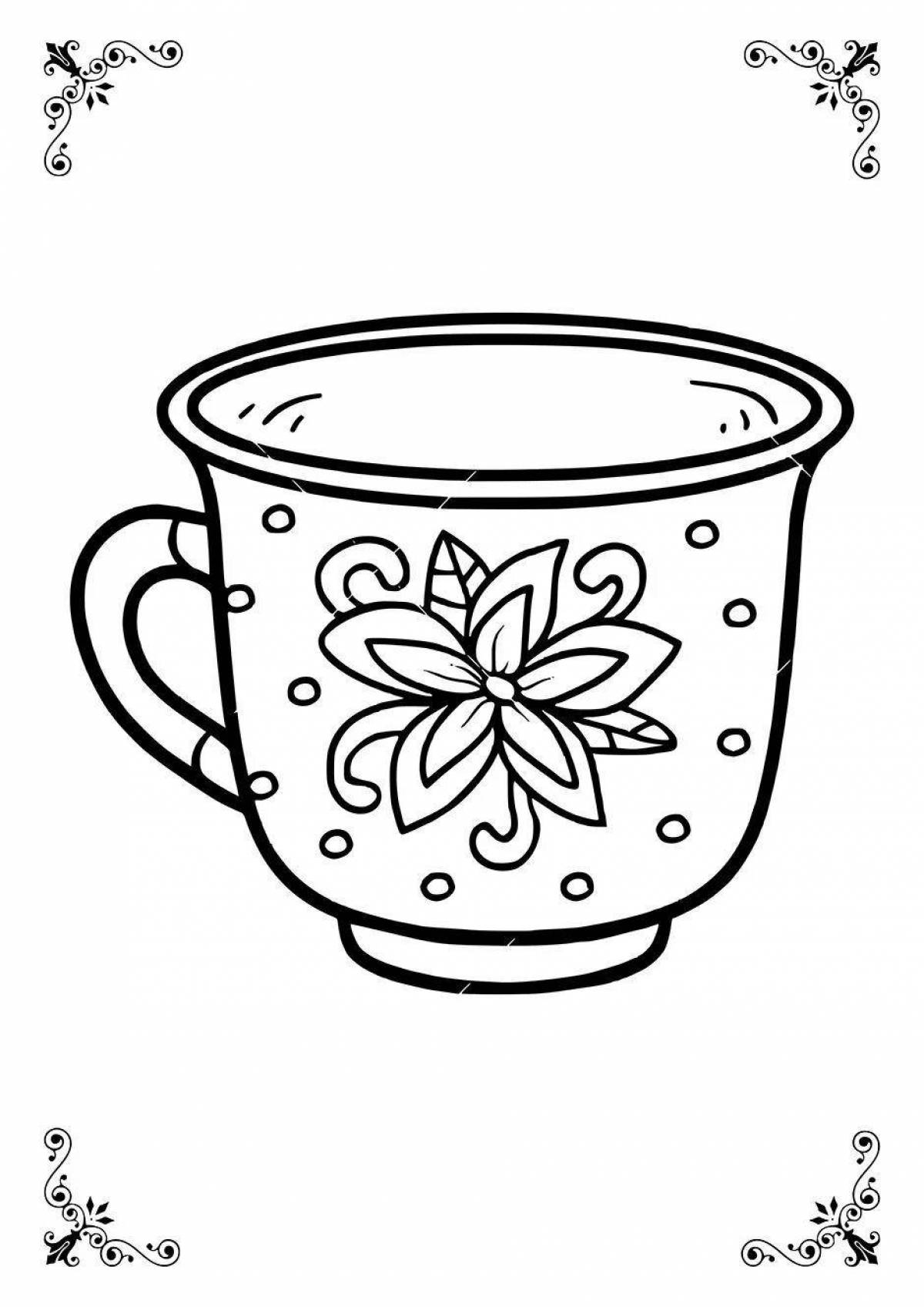 Coloring book dazzling cup for kids