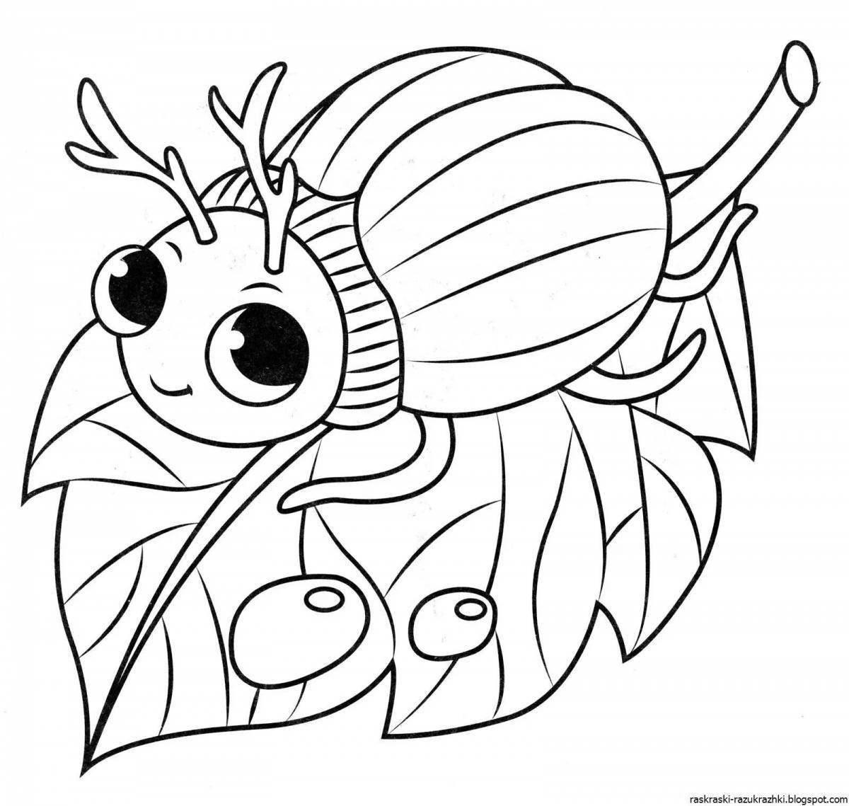 Adorable beetle coloring pages for 3-4 year olds