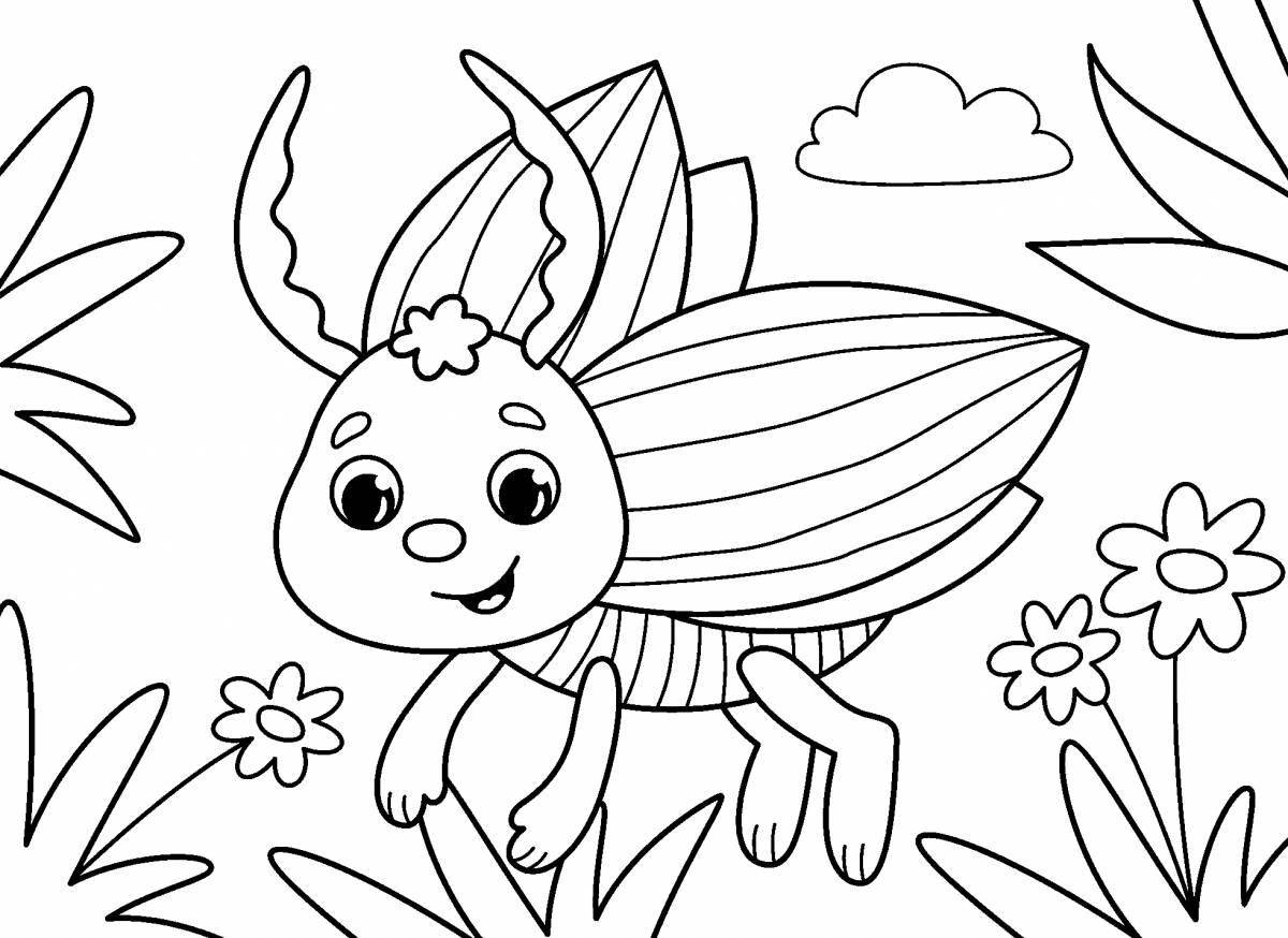 Cute beetle coloring pages for 3-4 year olds