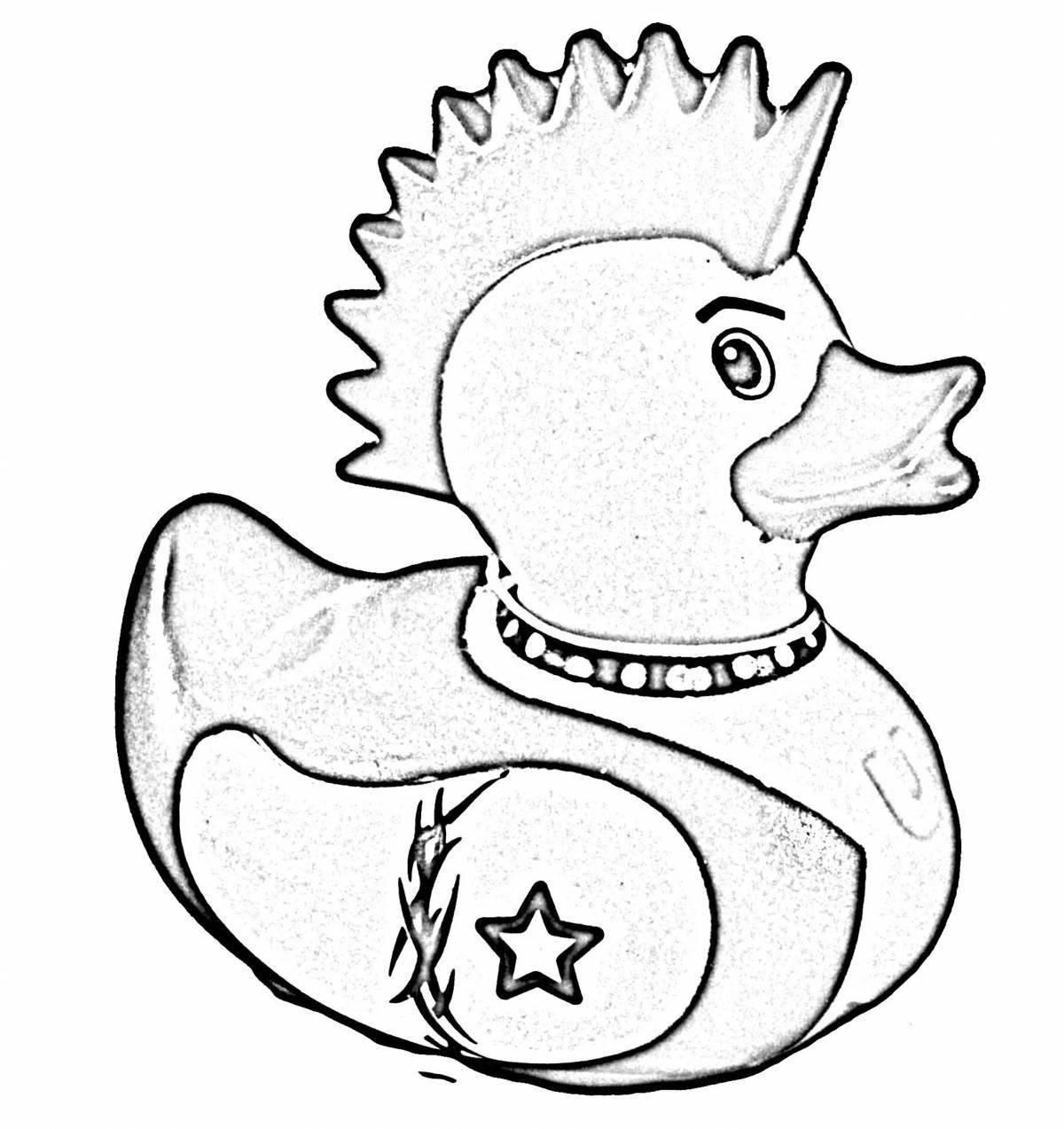 Glowing Dymkovo toy duck coloring page