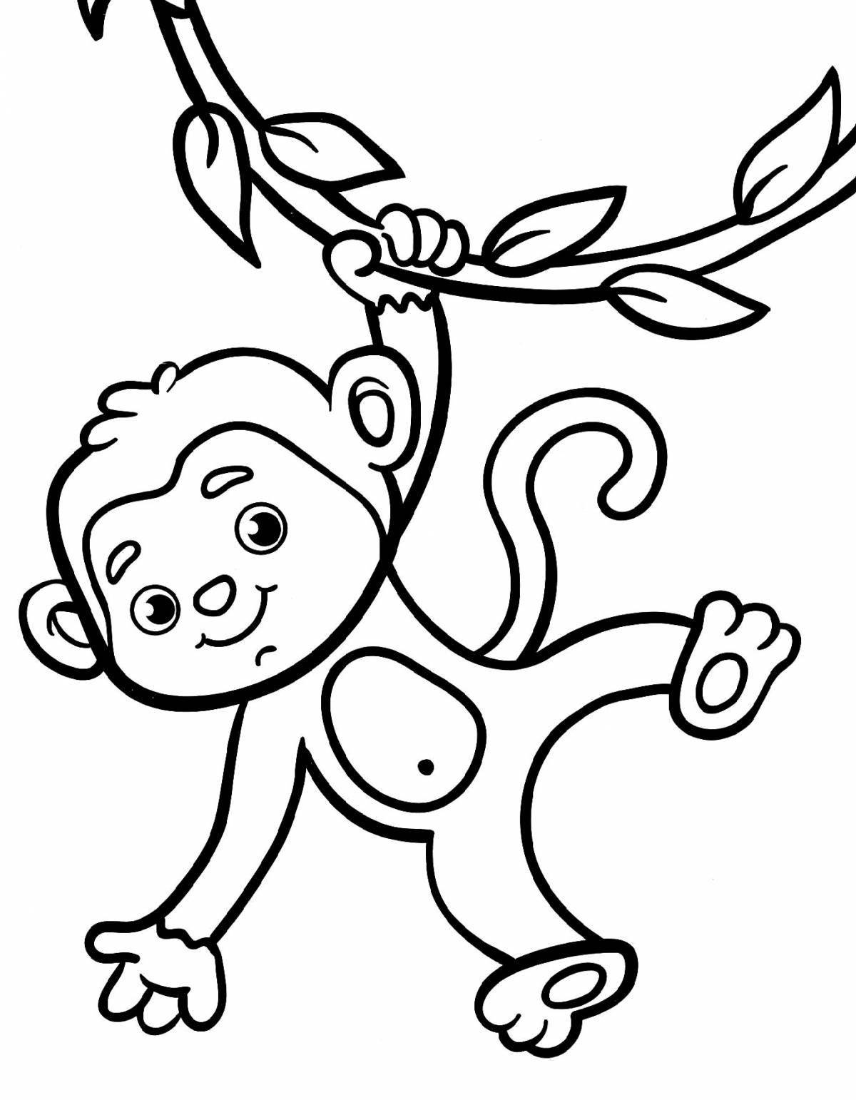 Улыбающаяся раскраска обезьяна