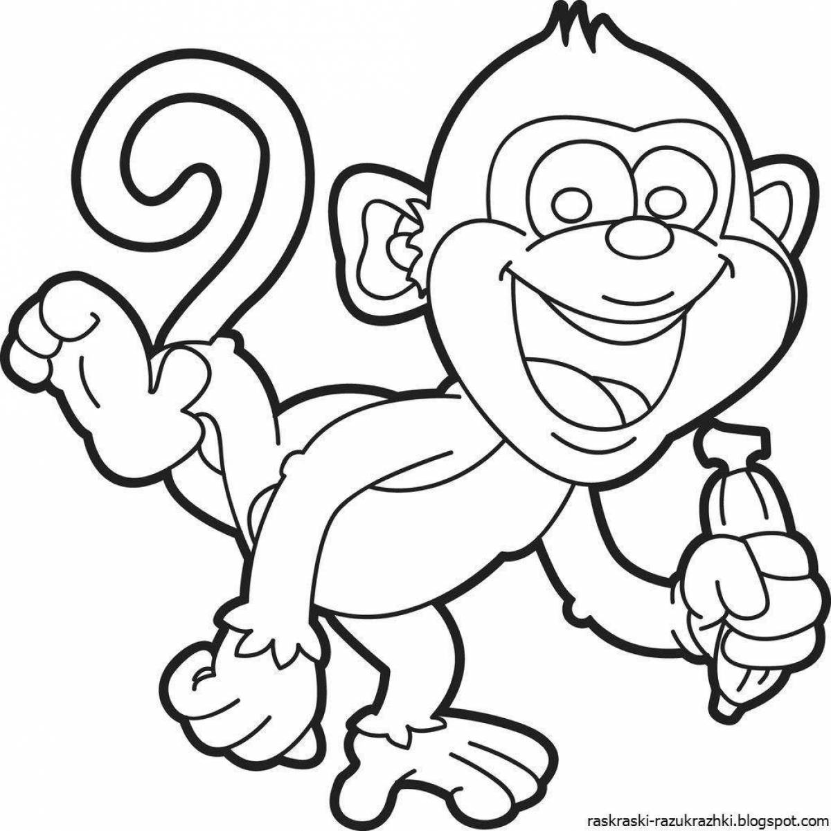 Забавная раскраска обезьяна