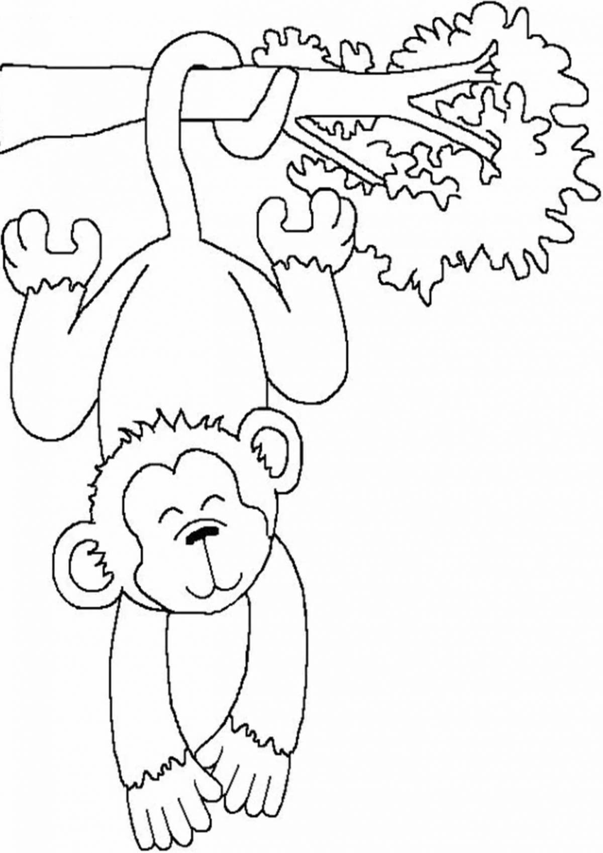Увлекательная раскраска обезьяна