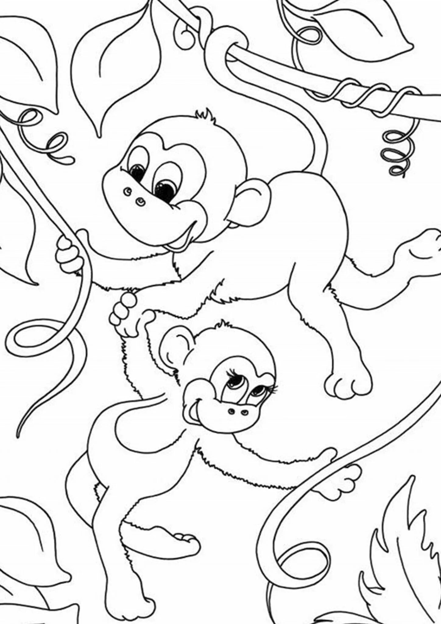 Чудесная раскраска обезьяна