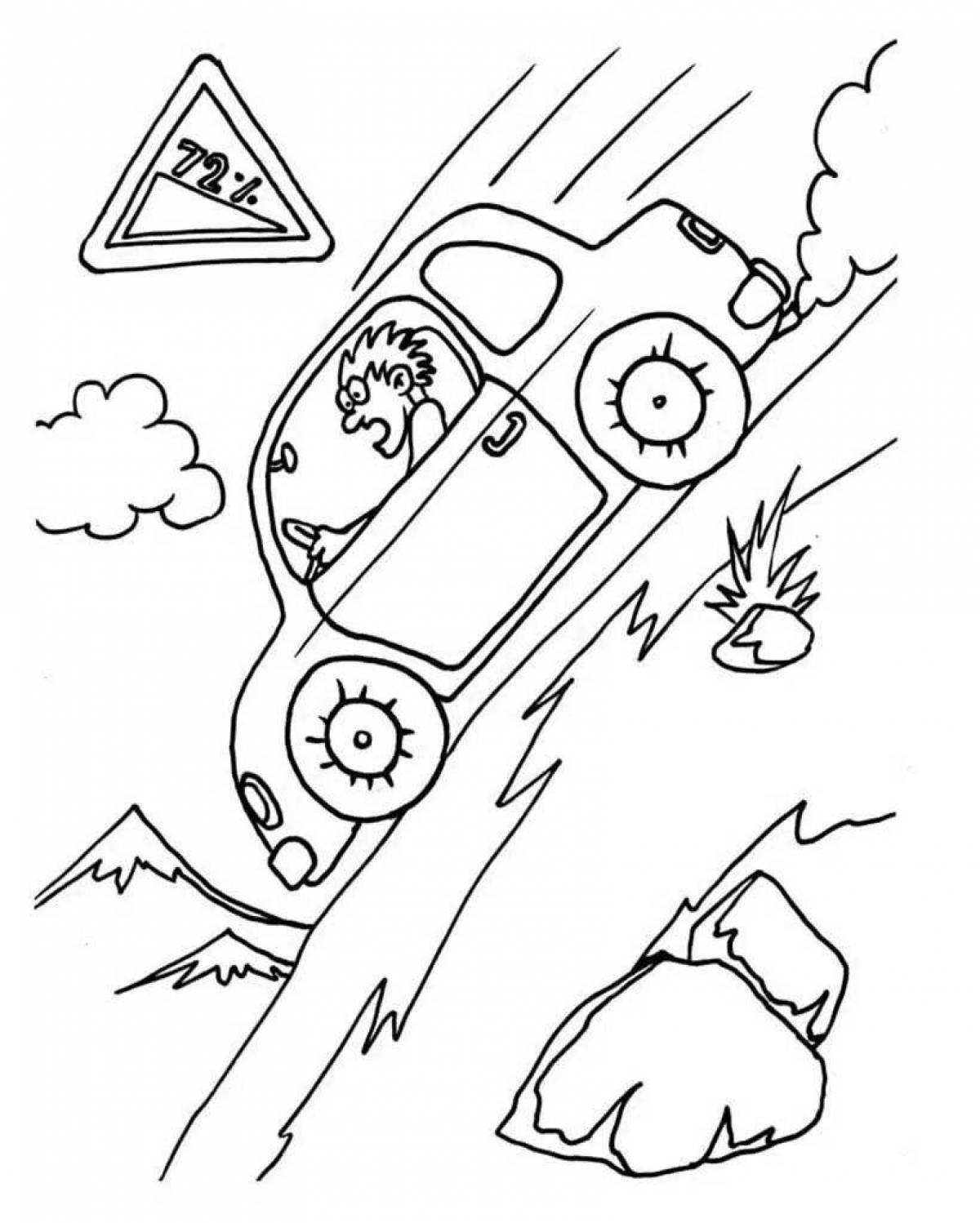 Great winter road coloring book for kids