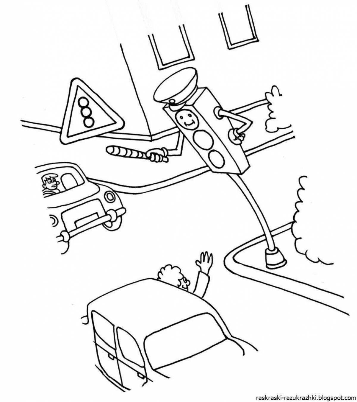 Coloring page dazzling winter road for kids