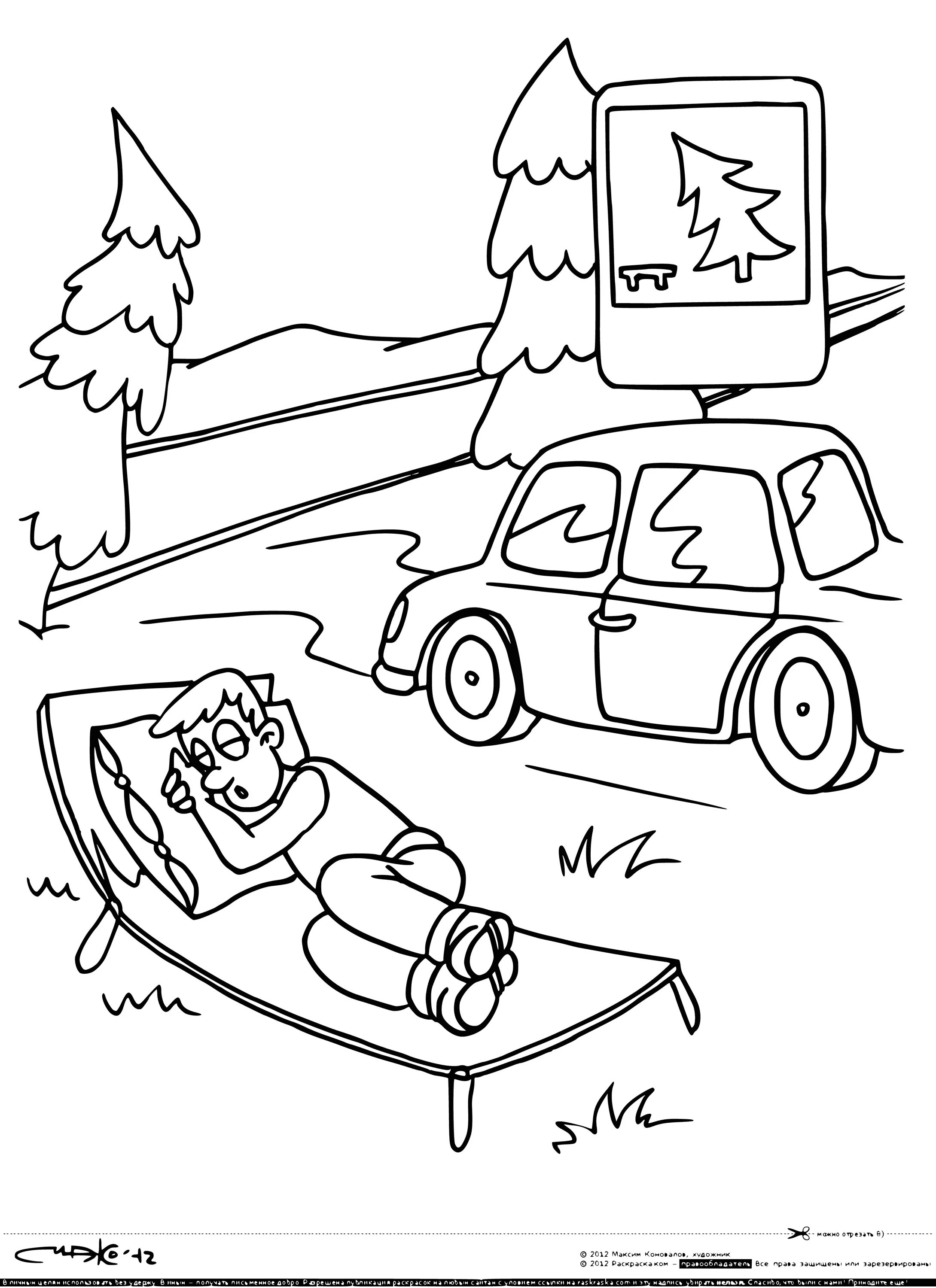 Coloring page beautiful winter road for kids