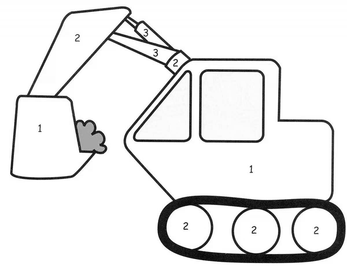 Coloring excavator for kids 2-3 years old
