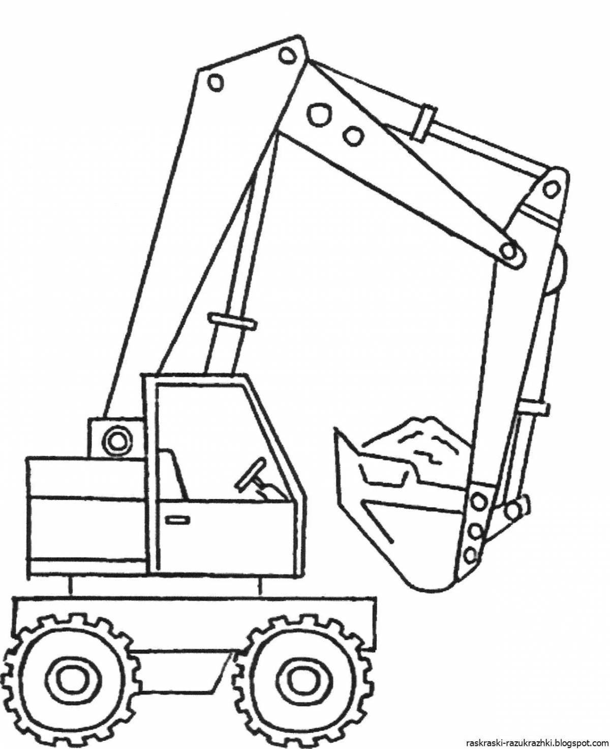 Funny excavator coloring book for preschoolers 2-3 years old