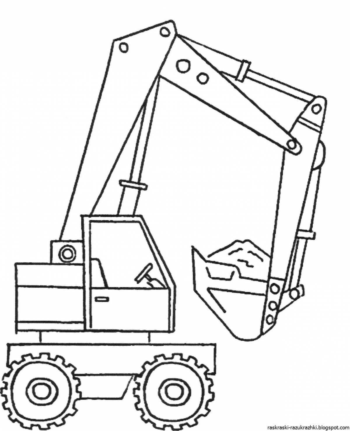 Забавный экскаватор-раскраска для дошкольников 2-3 лет