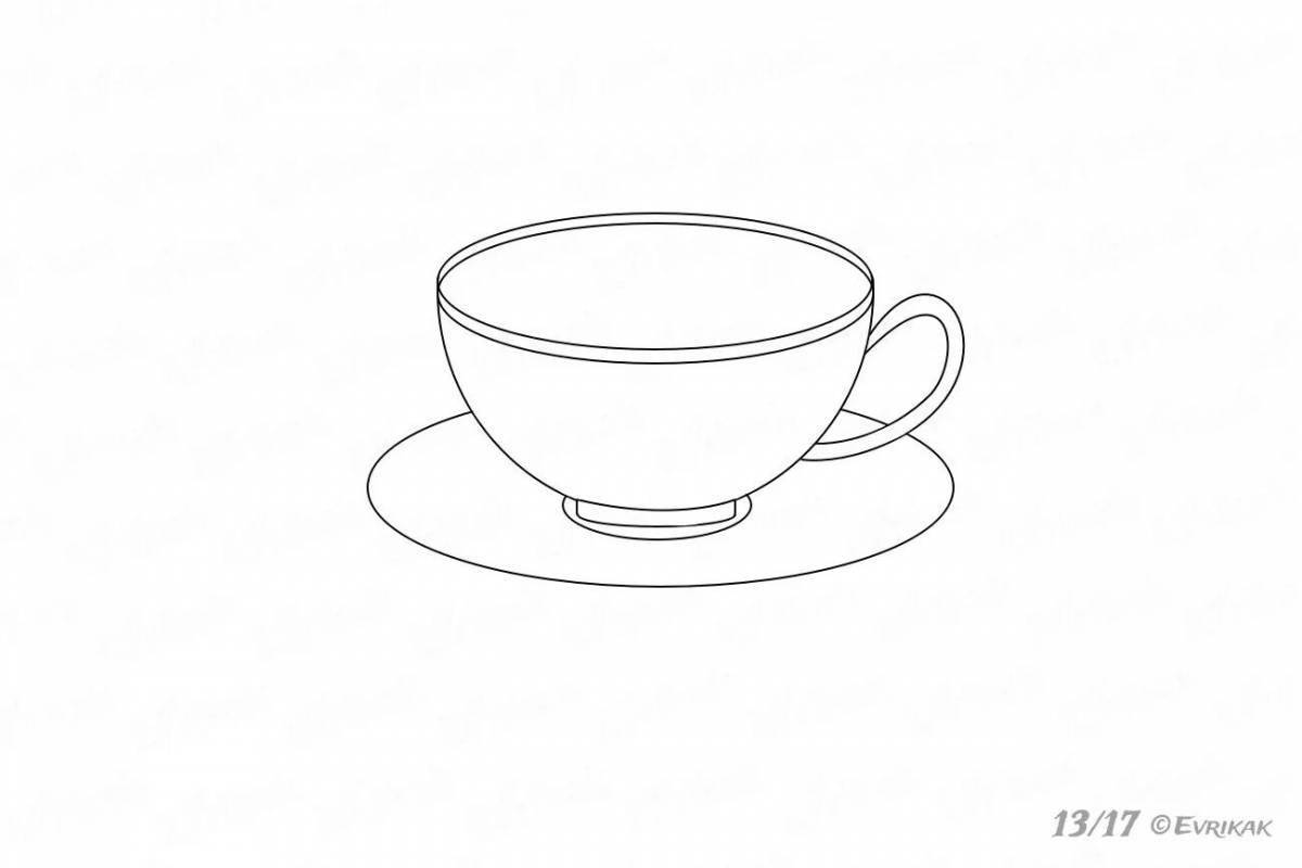 Colorful mug and saucer coloring book for kids