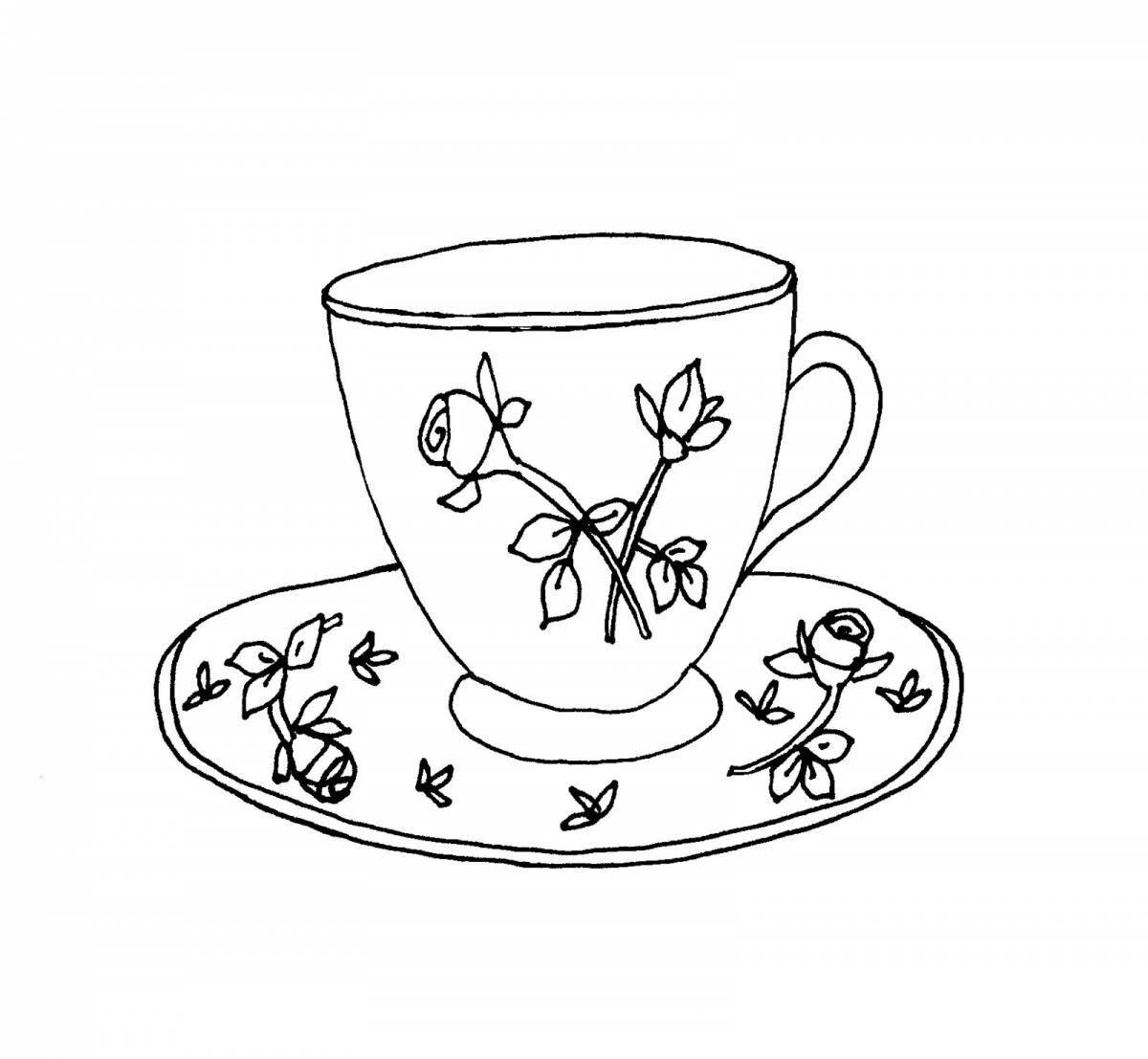 Bright mug with saucer coloring book for kids