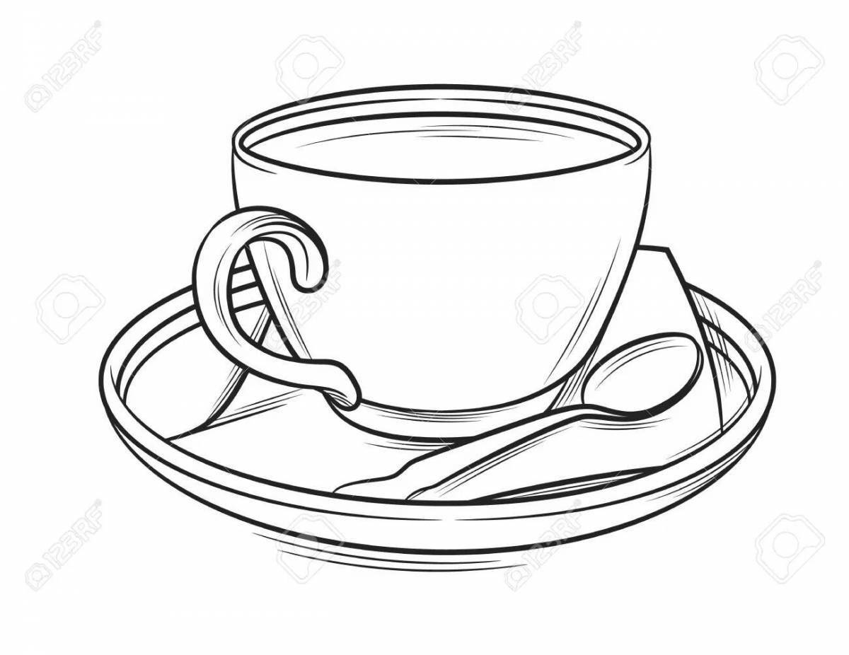 Funny mug and saucer coloring book for kids