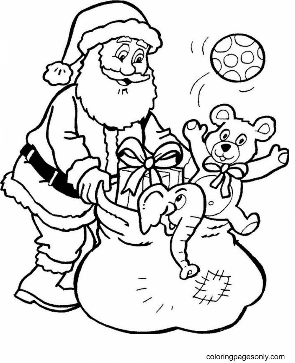 Coloring page happy santa claus