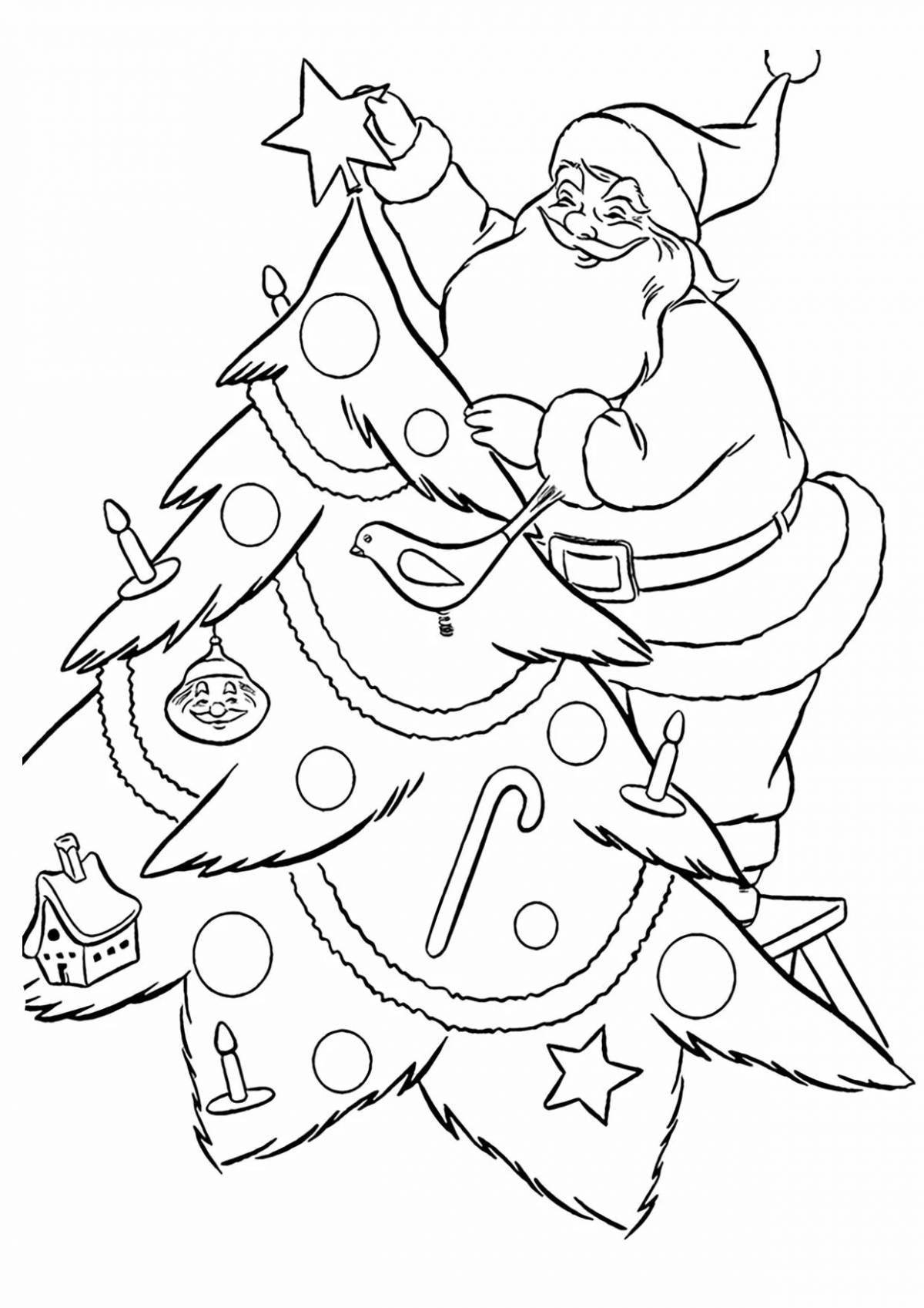 Sparkling Christmas tree coloring page