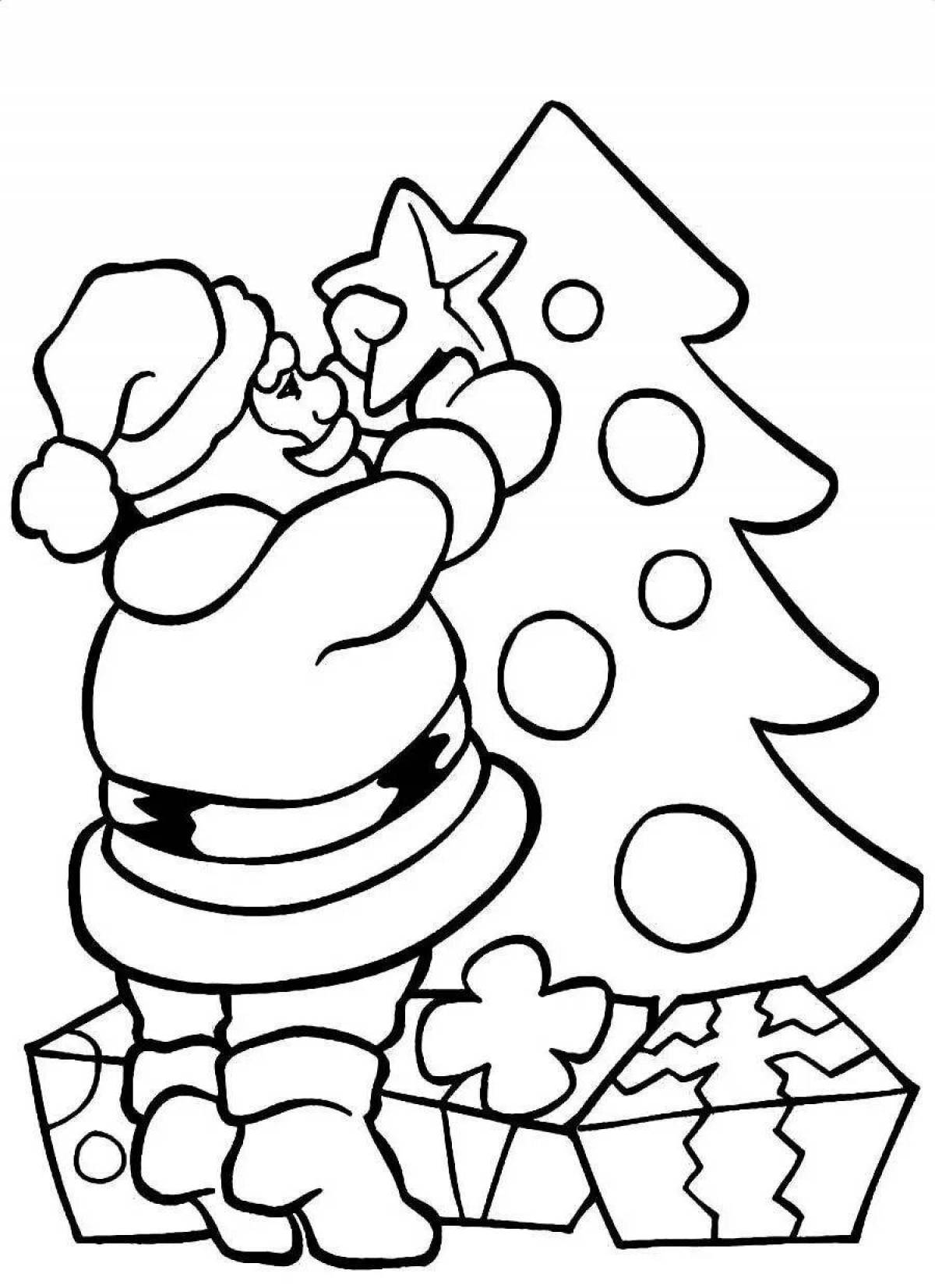 Glitter Christmas tree coloring page