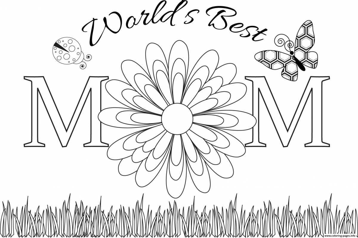 Bright birthday coloring book for mom from daughter