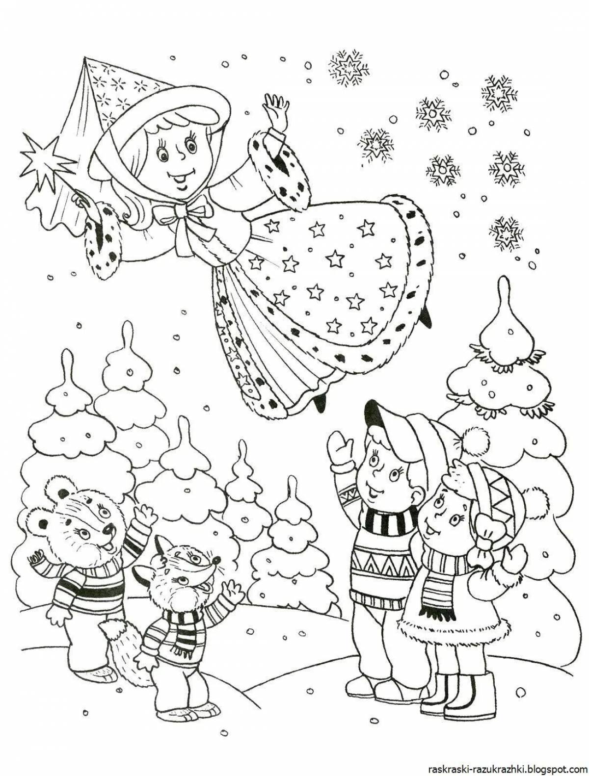 Cool winter coloring book for kids