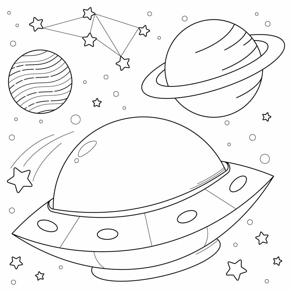 Adorable space coloring book for 3-4 year olds