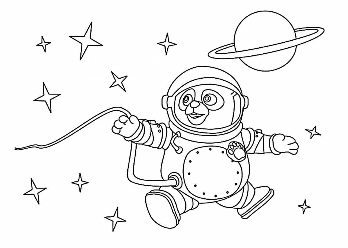 Glitter space coloring book for 3-4 year olds