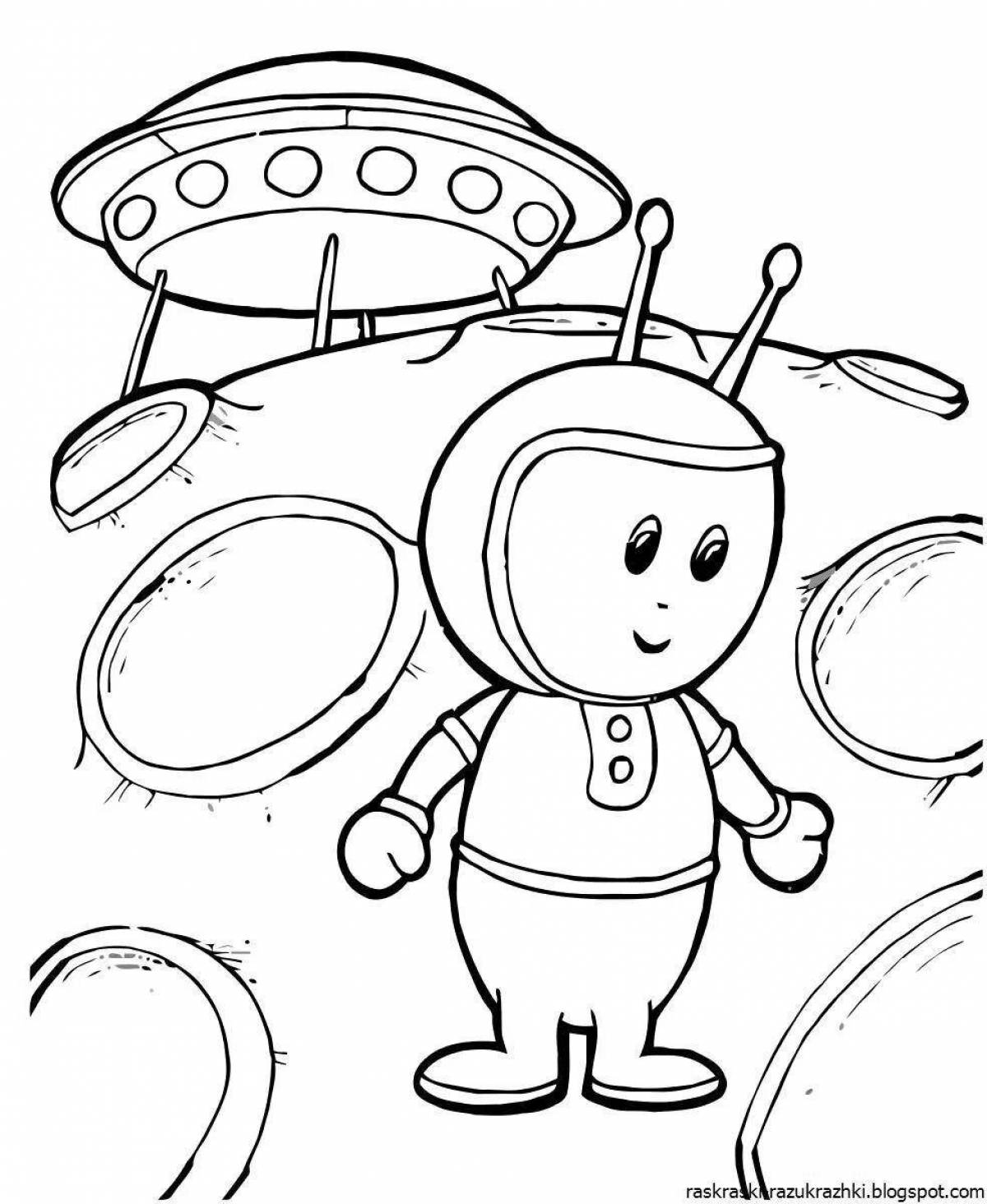 Color-frenzy space coloring page для детей 3-4 лет