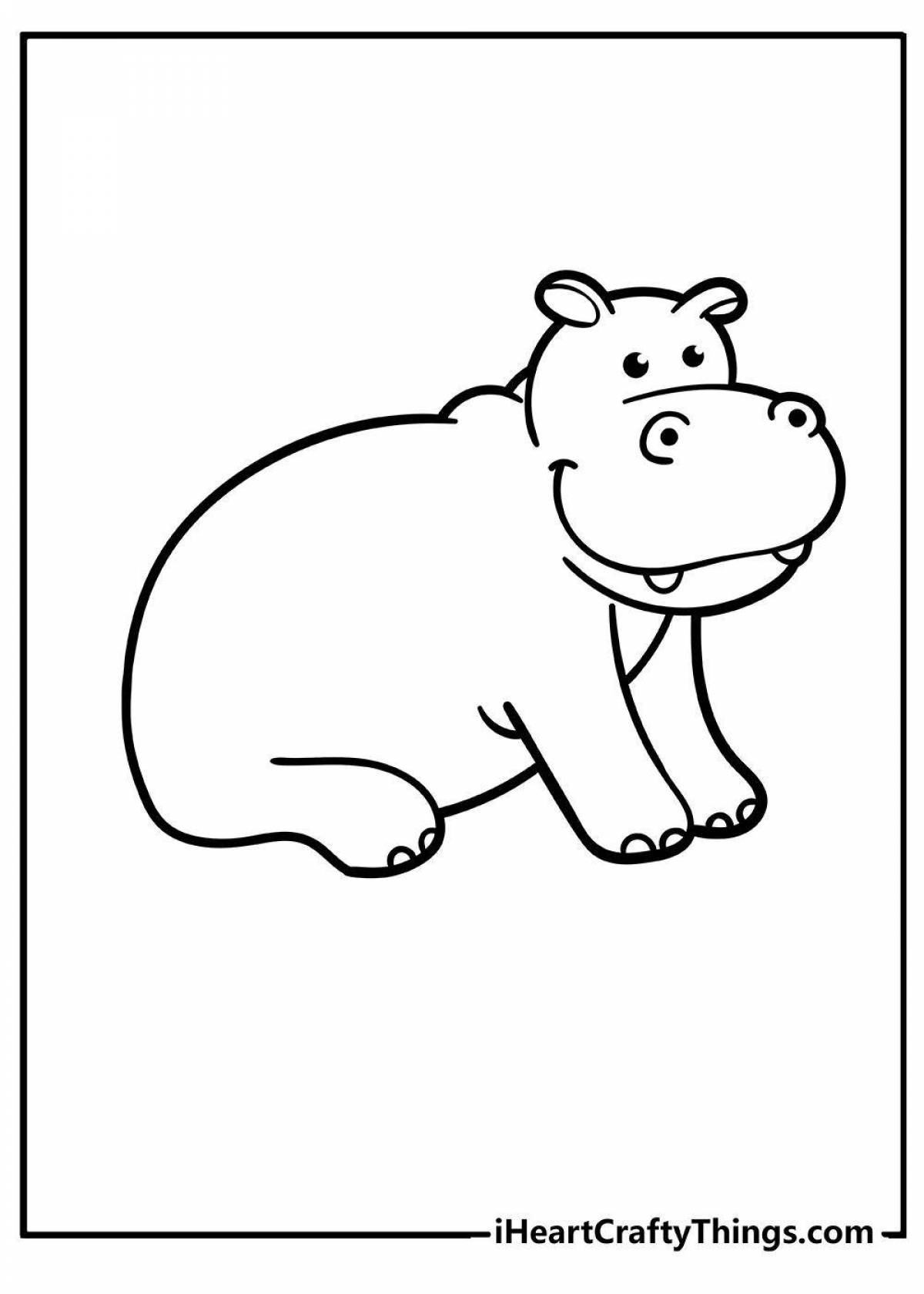 Creative hippo coloring book for 3-4 year olds