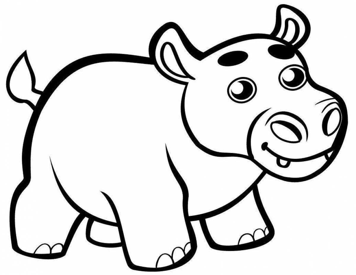 Whimsical hippo coloring book for kids 3-4 years old