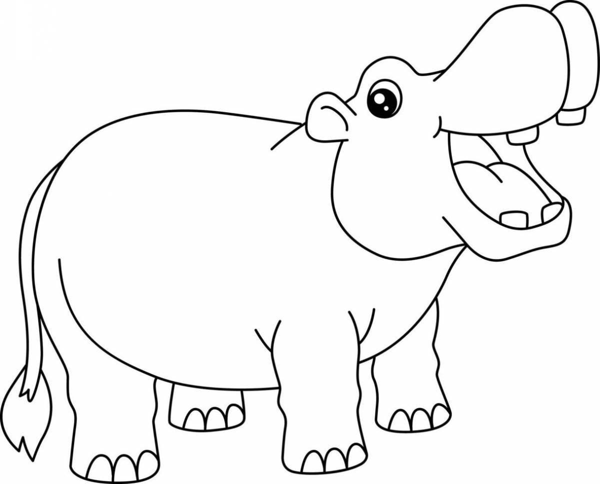 Funny hippopotamus coloring book for kids 3-4 years old