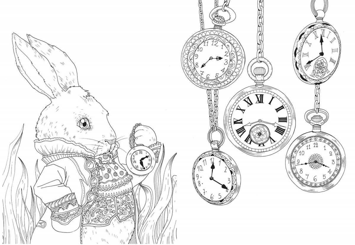 Раскраска Игривый кролик из «алисы в стране чудес»