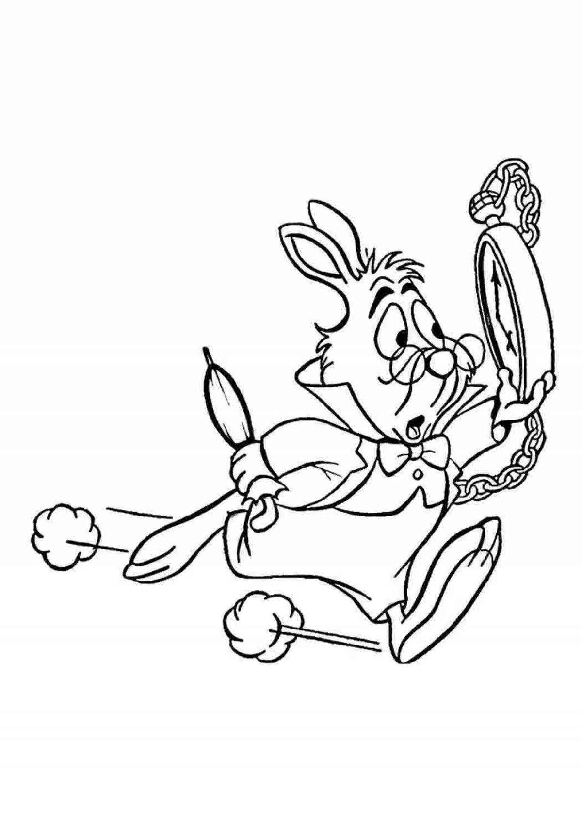Joyful bunny from Alice in Wonderland