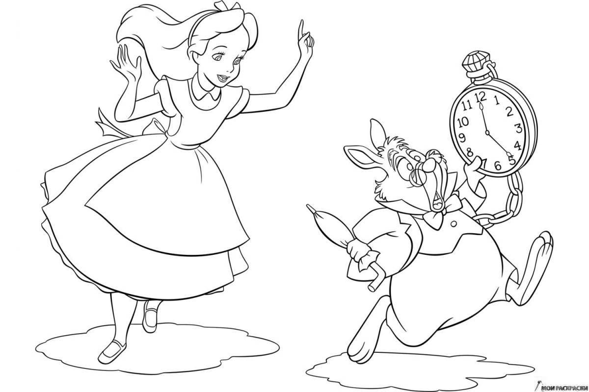 Раскраска Пушистый кролик из «алисы в стране чудес»