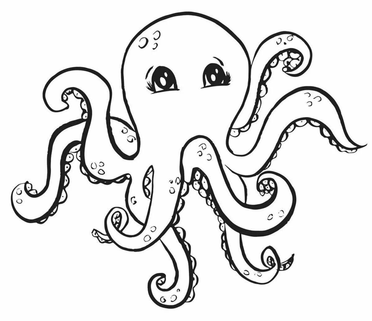 Coloring book octopus for preschoolers