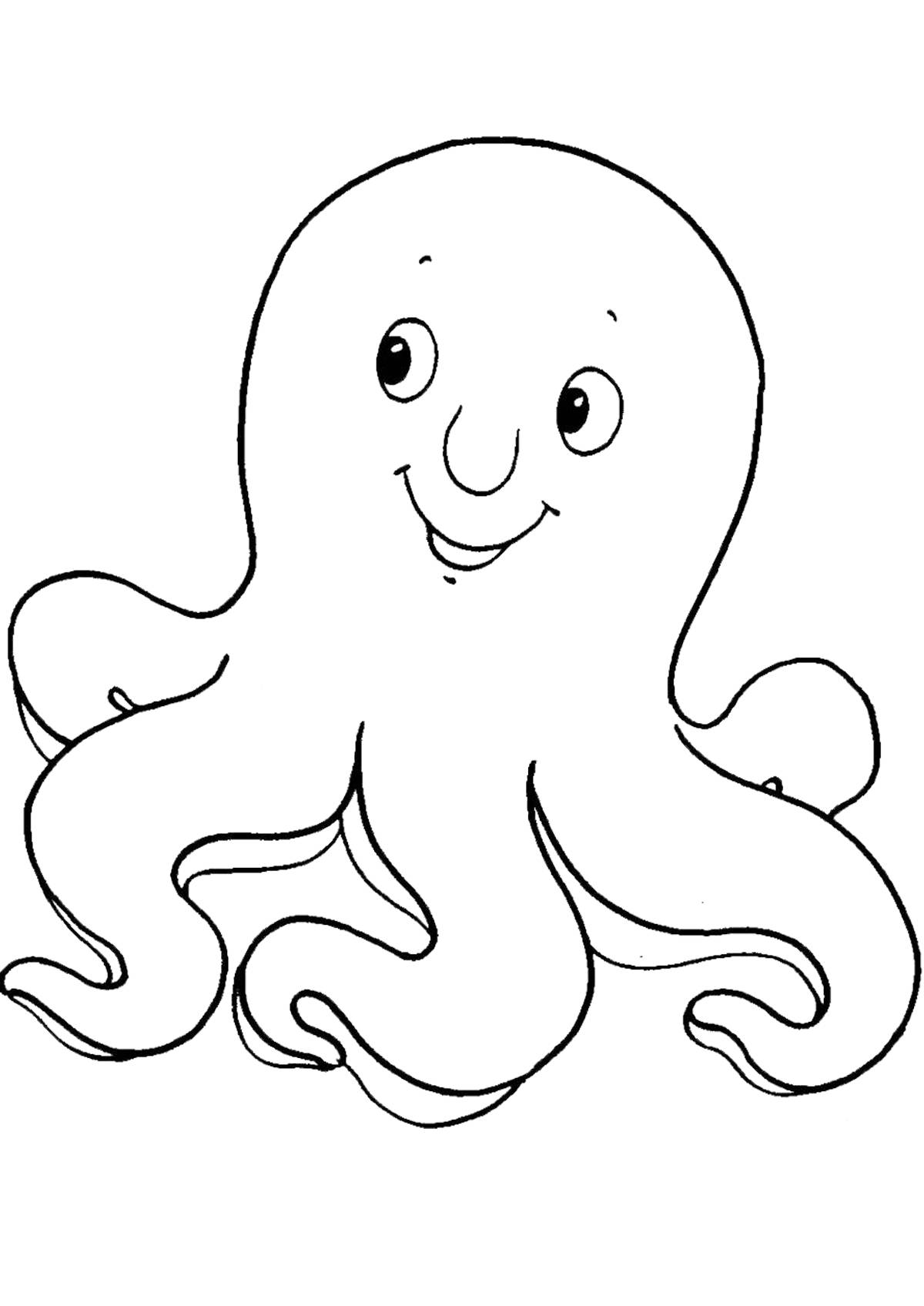 Coloring book happy octopus for kids