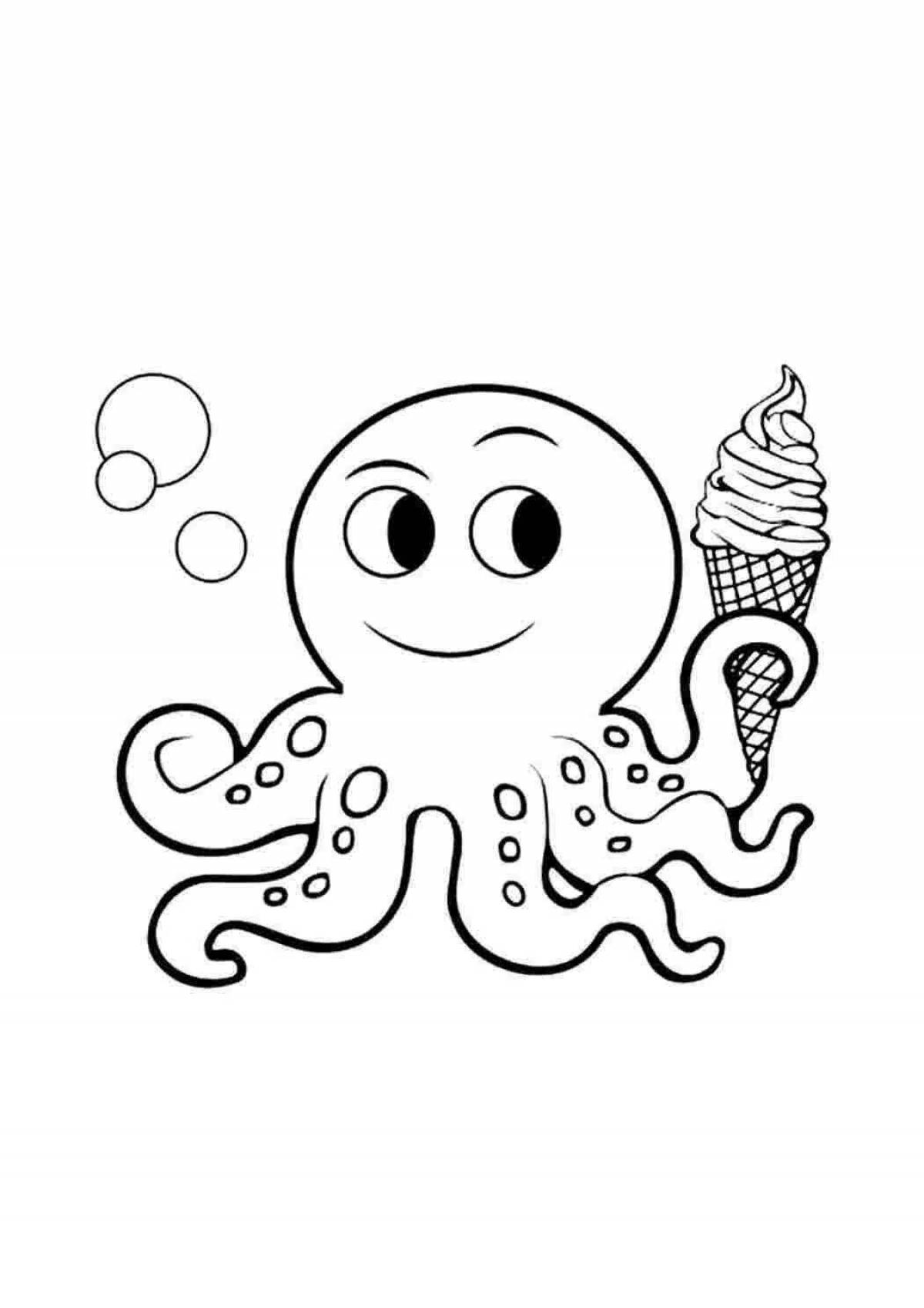 Adorable octopus coloring book for 3-4 year olds