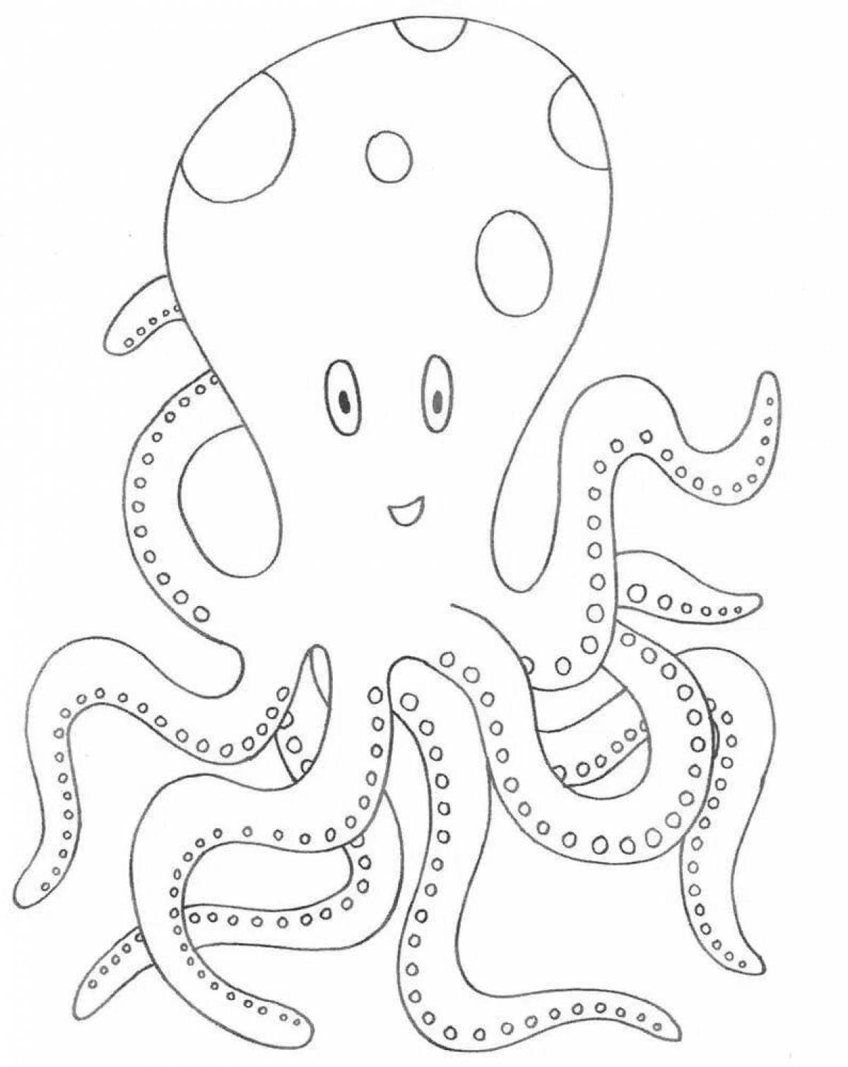 Sweet octopus coloring for preschoolers