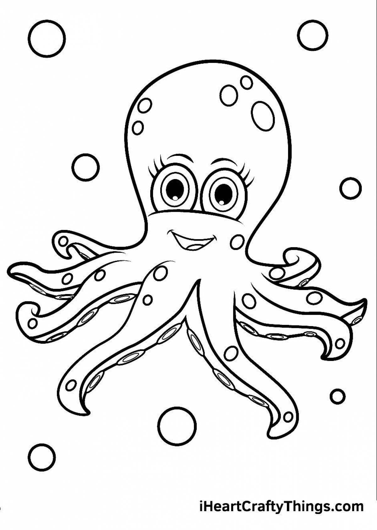 Увлекательная раскраска осьминог для малышей