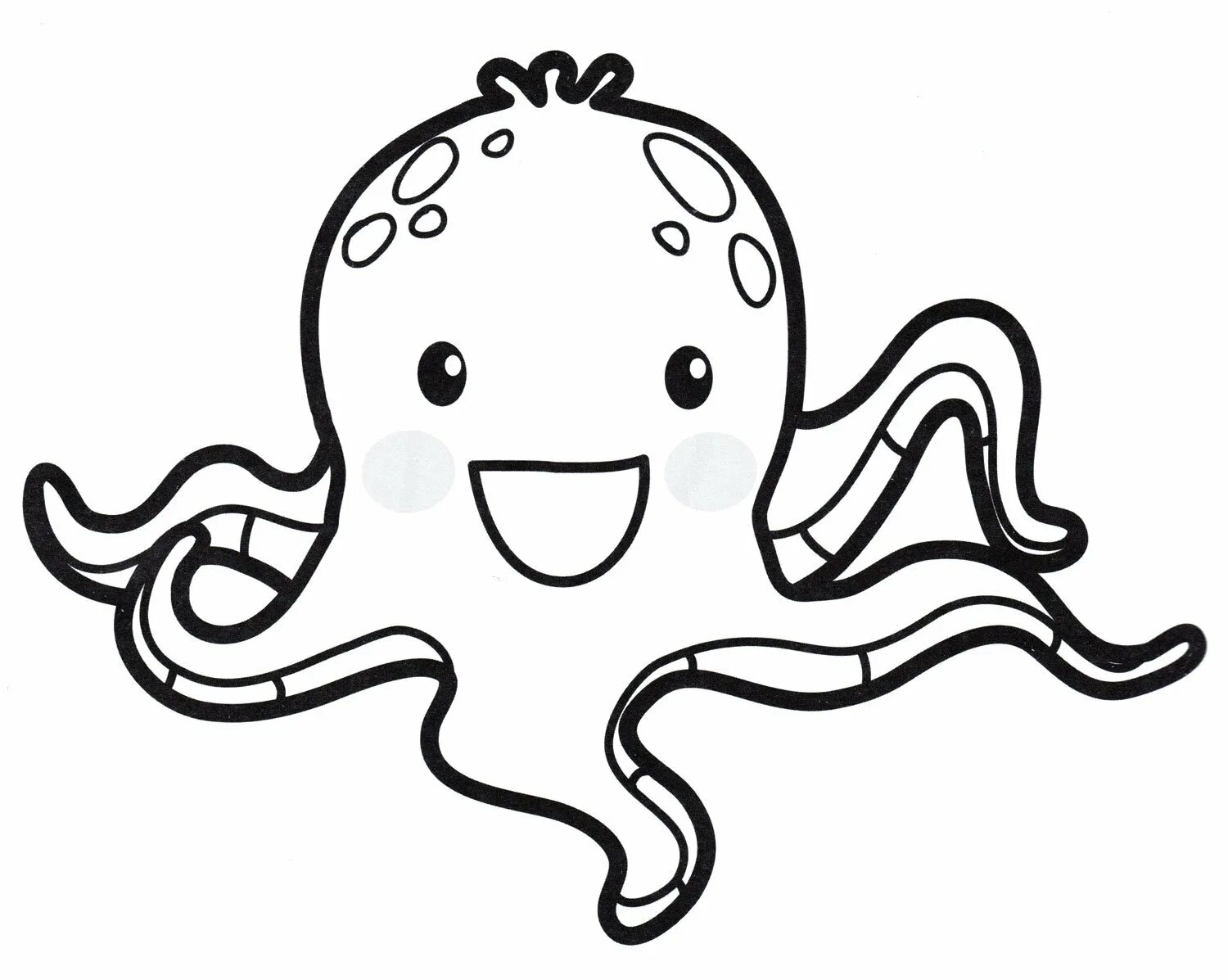 Раскраска гламурный осьминог для дошкольников