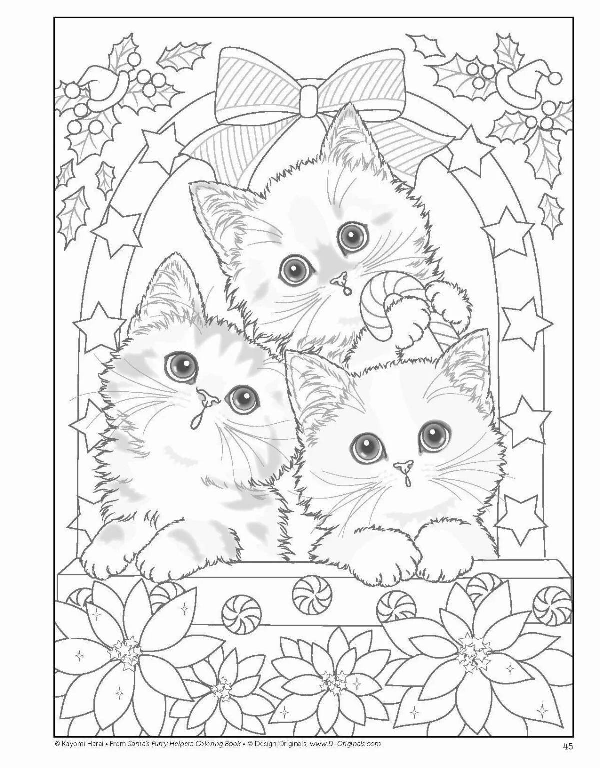 Adorable coloring book for 12 year old girls with cute cats