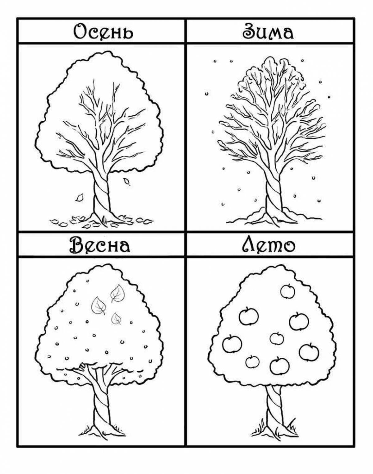 Awesome tree coloring pages for 4-5 year olds