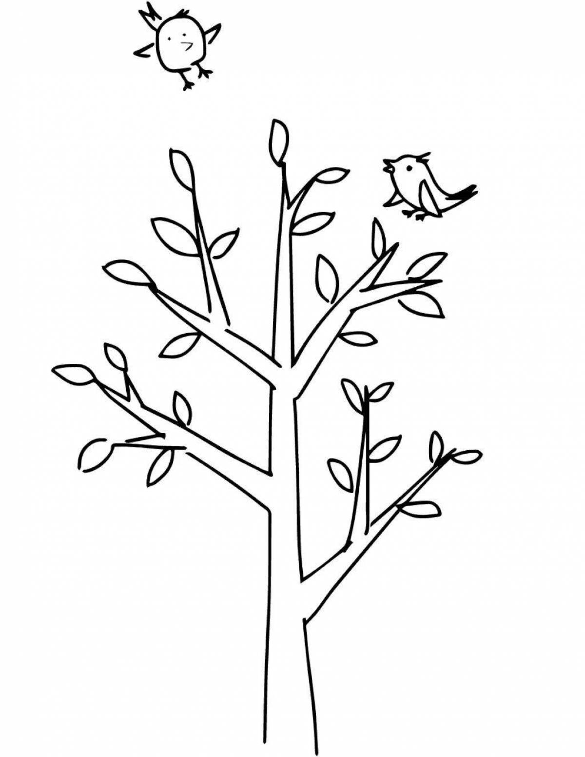Coloring tree living tree for children 4-5 years old
