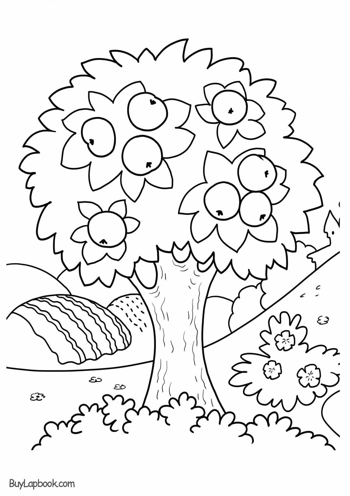 Coloring book inviting Christmas tree for children 4-5 years old