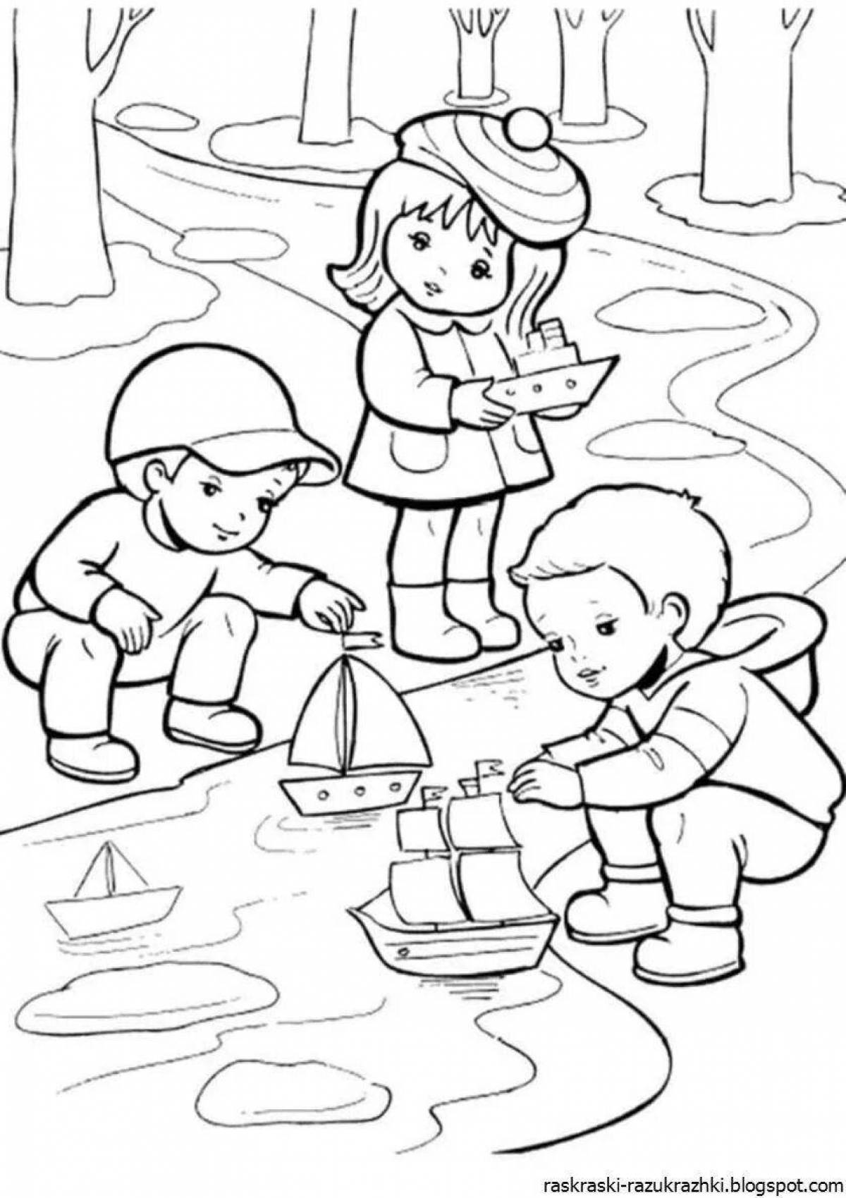 Whimsical story coloring book for 6-7 year olds