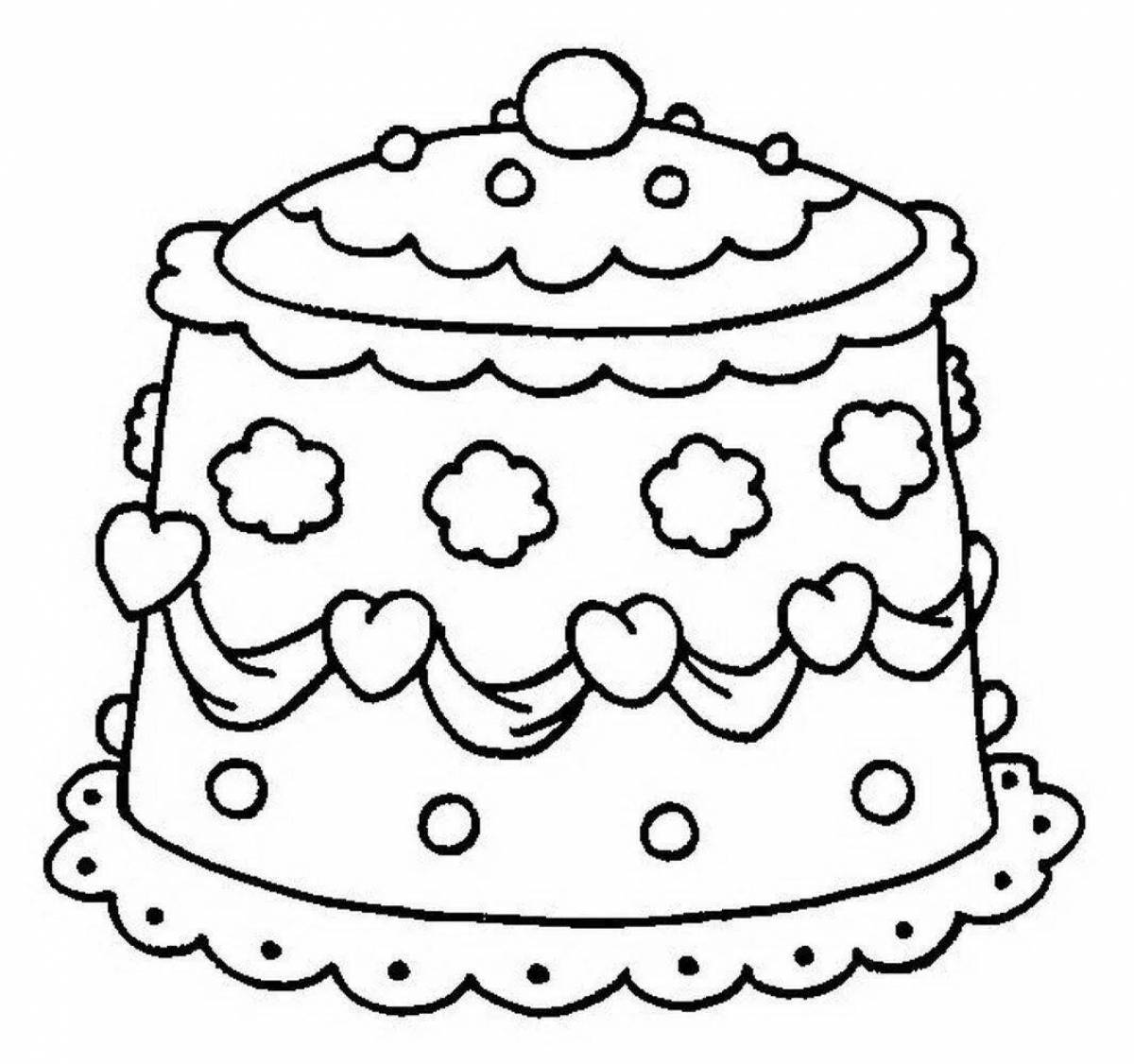 Colorful cake coloring book for 3-4 year olds