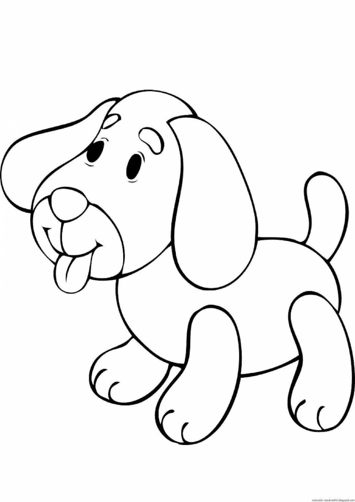 Яркая раскраска собака для детей 2-3 лет