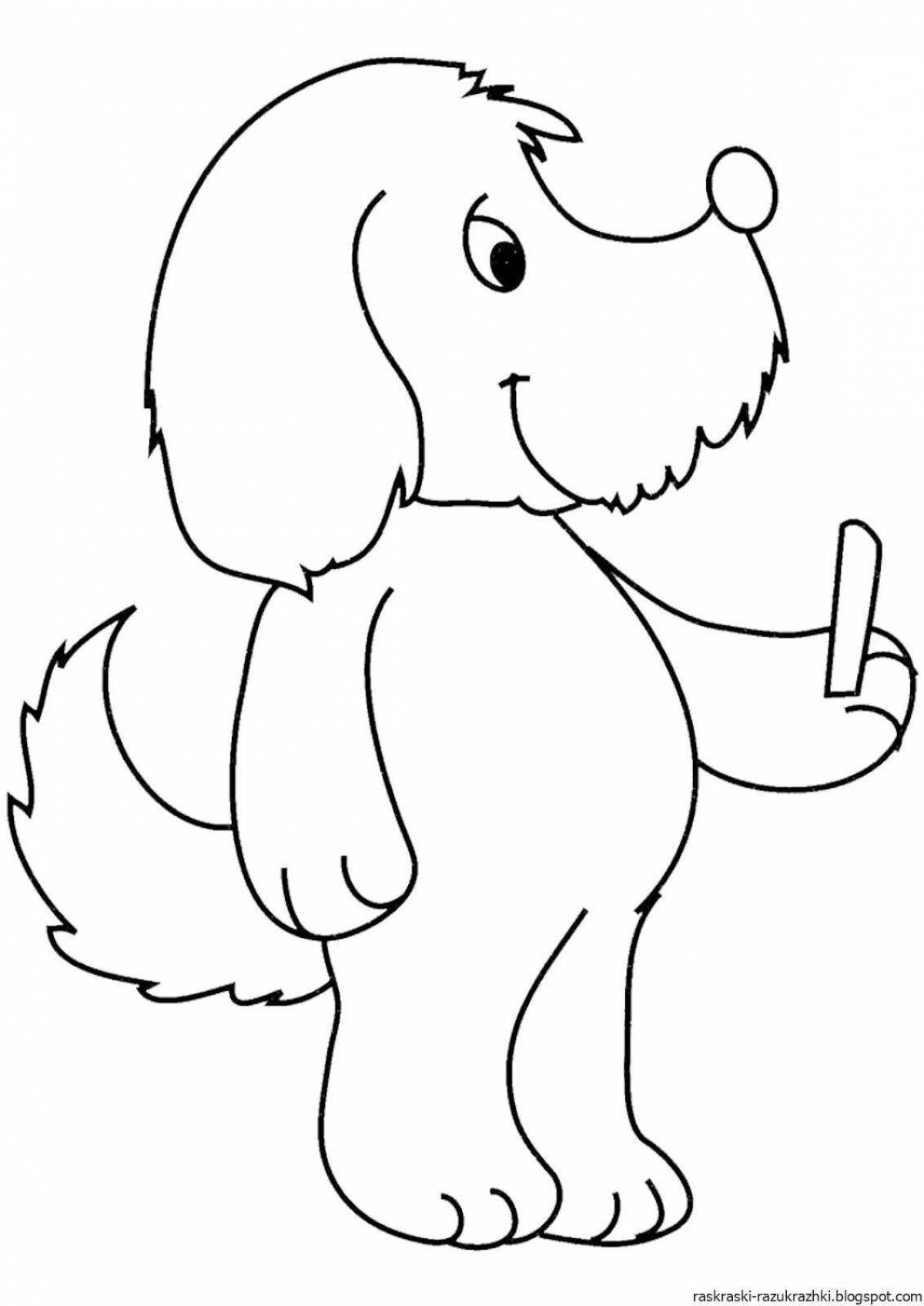 Colourful dog coloring book for children 2-3 years old